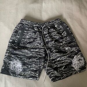 Darc Sport Black and White Wave Pattern Swim Shorts